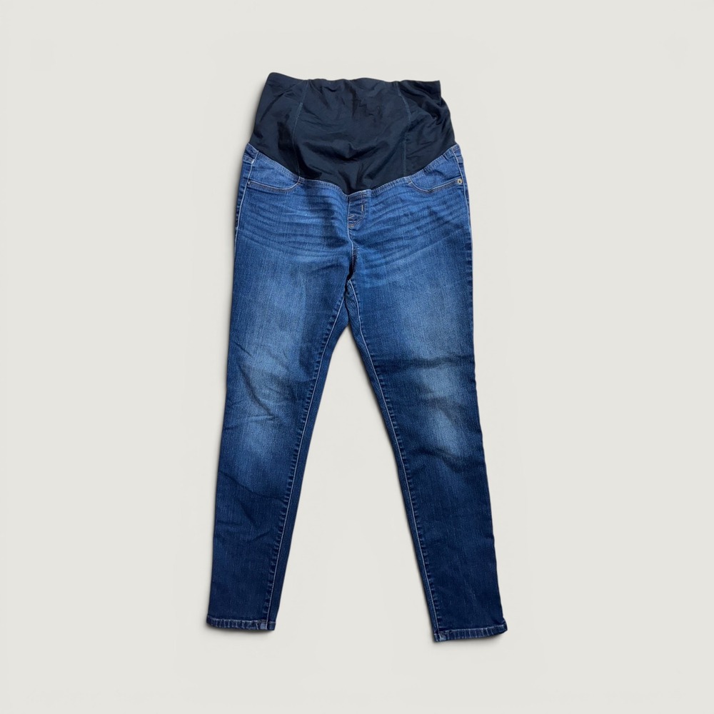 Isabel Maternity Skinny Jeans Women 10/30R Blue Full Belly Panel Crossover Back